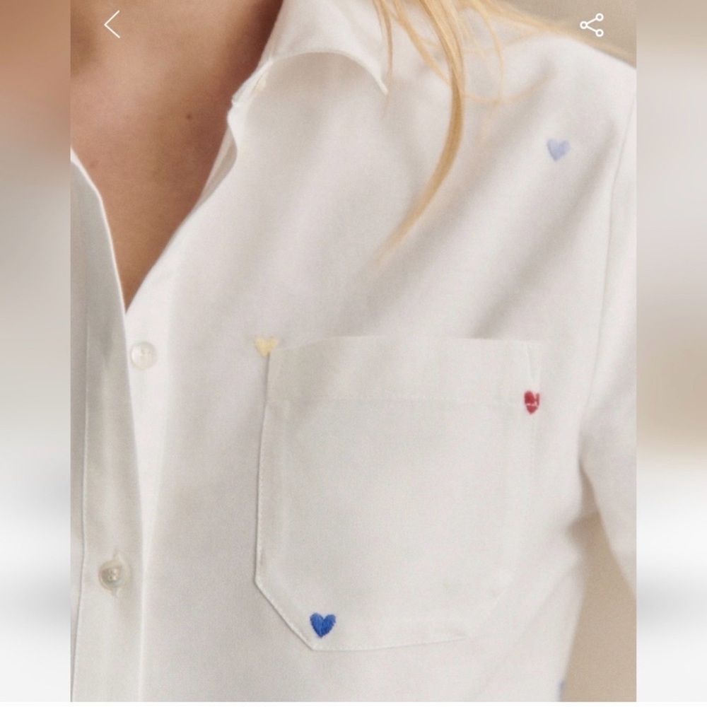 Sezane multi colored embroidered hearts tomboy shirt - Picture 3 of 7